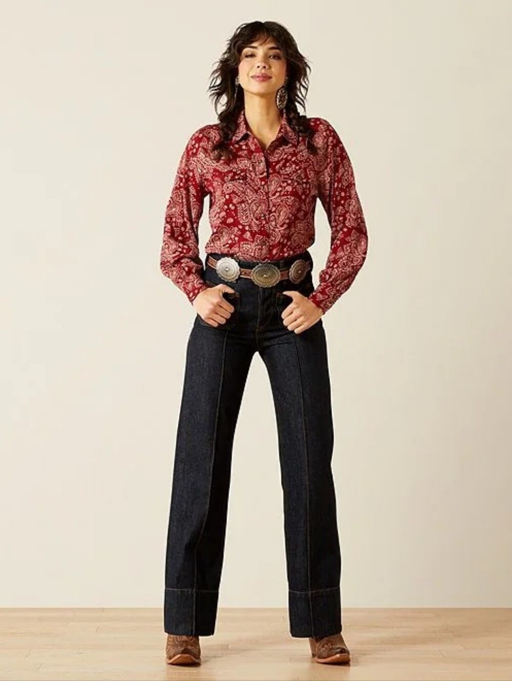 NWT Ariat Westie Yoke Ultra High Rise Wide Leg Stretch Jeans 29R